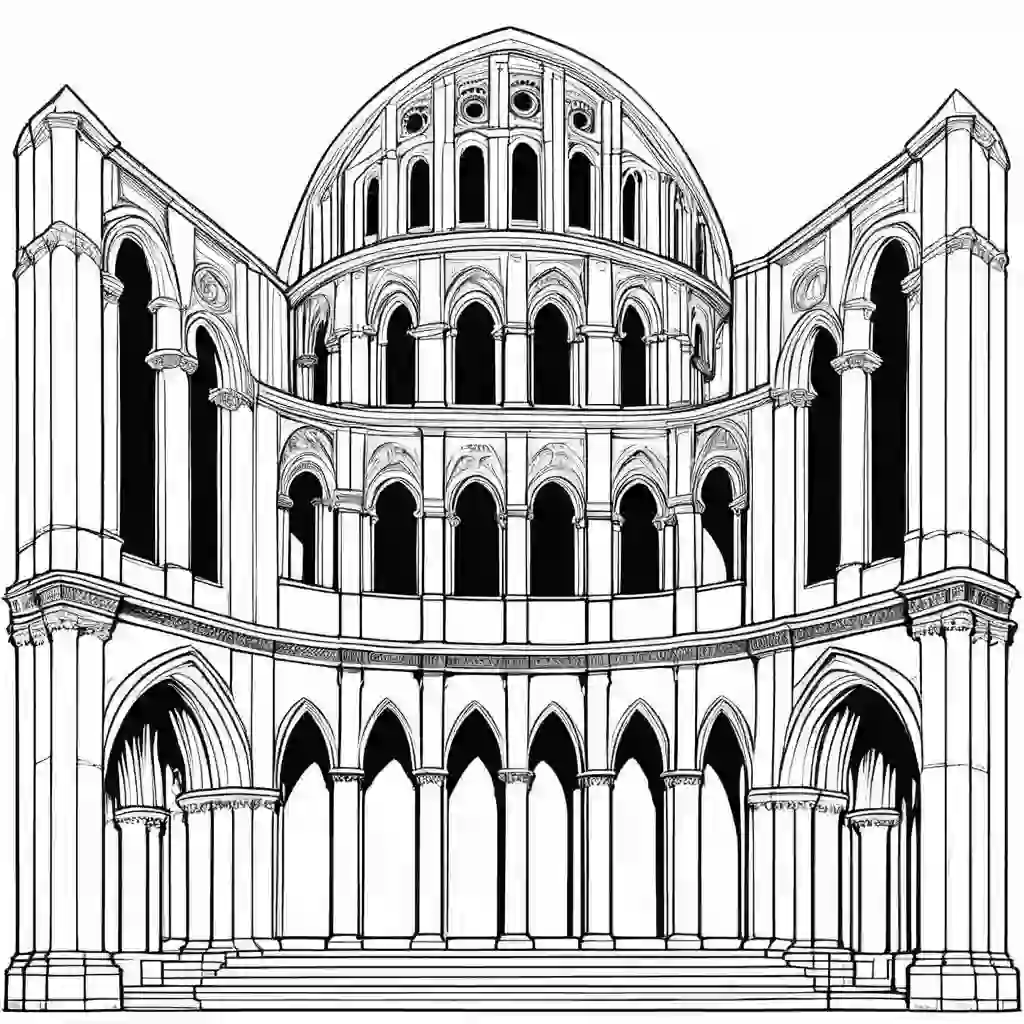 Romanesque Architecture coloring pages